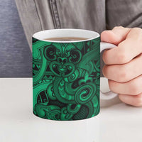 Aotearoa Maori Hei Tiki Ceramic Mug Kakariki Kowhaiwhai Puhoro Motif LT9 - Polynesian Pride