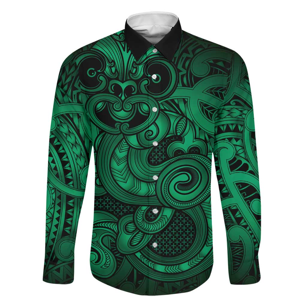 Aotearoa Maori Hei Tiki Family Matching Off Shoulder Maxi Dress and Hawaiian Shirt Kakariki Kowhaiwhai Puhoro Motif