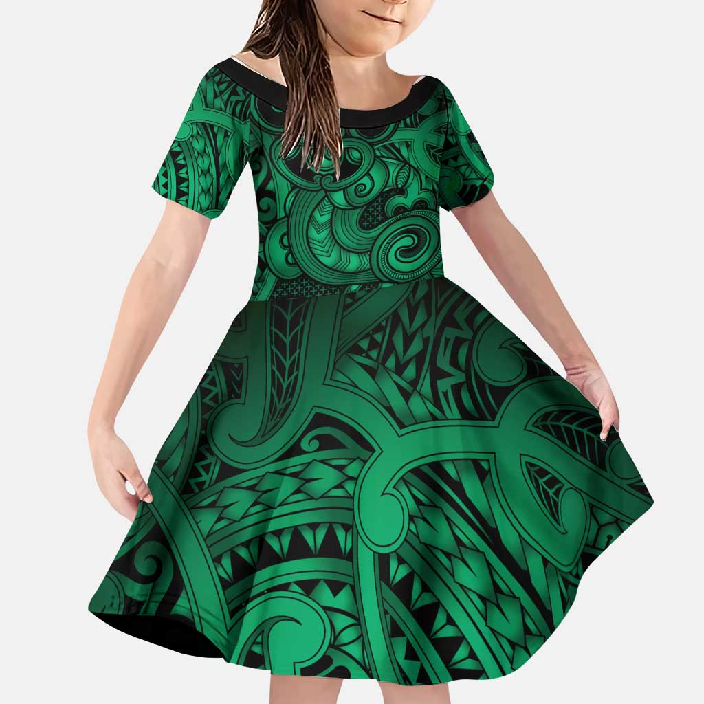 Aotearoa Maori Hei Tiki Family Matching Puletasi and Hawaiian Shirt Kakariki Kowhaiwhai Puhoro Motif