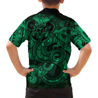 Aotearoa Maori Hei Tiki Family Matching Summer Maxi Dress and Hawaiian Shirt Kakariki Kowhaiwhai Puhoro Motif