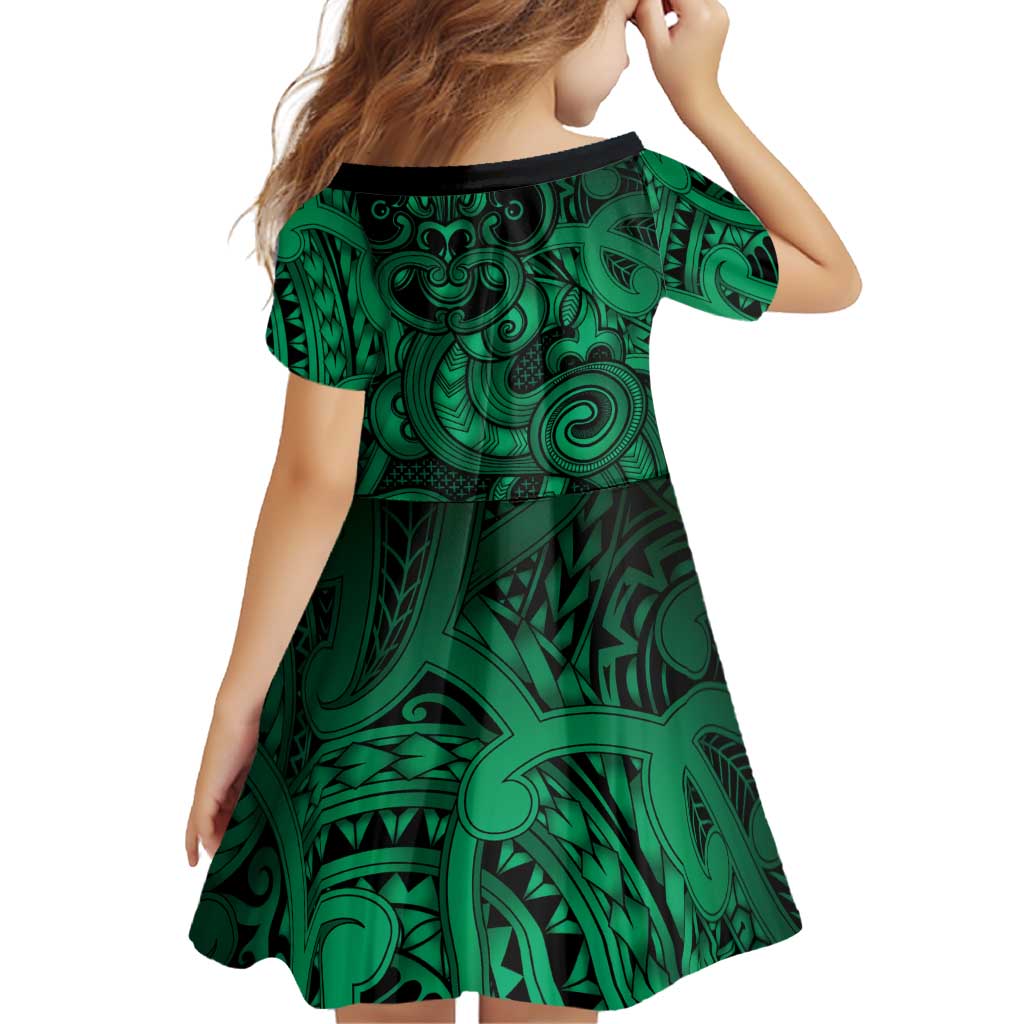 Aotearoa Maori Hei Tiki Family Matching Summer Maxi Dress and Hawaiian Shirt Kakariki Kowhaiwhai Puhoro Motif