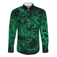 Aotearoa Maori Hei Tiki Family Matching Tank Maxi Dress and Hawaiian Shirt Kakariki Kowhaiwhai Puhoro Motif