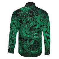 Aotearoa Maori Hei Tiki Family Matching Tank Maxi Dress and Hawaiian Shirt Kakariki Kowhaiwhai Puhoro Motif