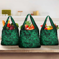 Aotearoa Maori Hei Tiki Grocery Bag Kakariki Kowhaiwhai Puhoro Motif LT9 3-pack One Size Green - Polynesian Pride