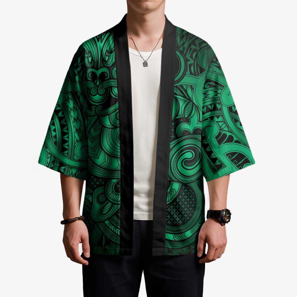 Aotearoa Maori Hei Tiki Kimono Kakariki Kowhaiwhai Puhoro Motif LT9 - Polynesian Pride