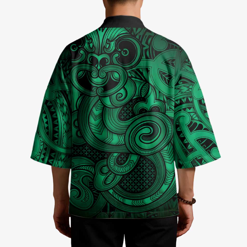 Aotearoa Maori Hei Tiki Kimono Kakariki Kowhaiwhai Puhoro Motif LT9 - Polynesian Pride