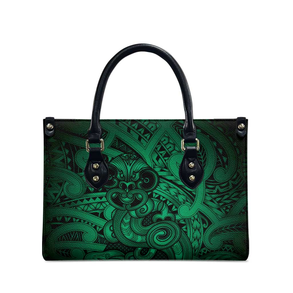 Aotearoa Maori Hei Tiki Leather Bag Kakariki Kowhaiwhai Puhoro Motif LT9 - Polynesian Pride