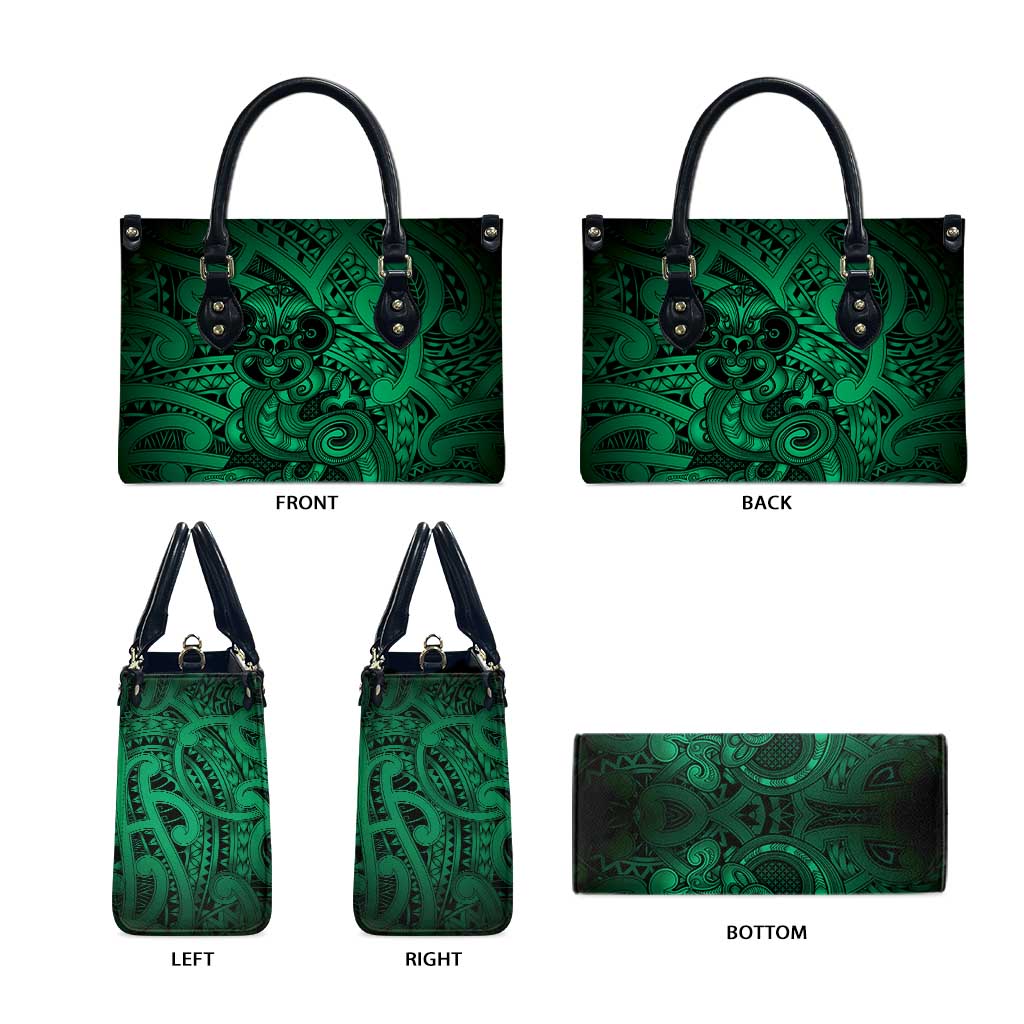 Aotearoa Maori Hei Tiki Leather Bag Kakariki Kowhaiwhai Puhoro Motif LT9 - Polynesian Pride