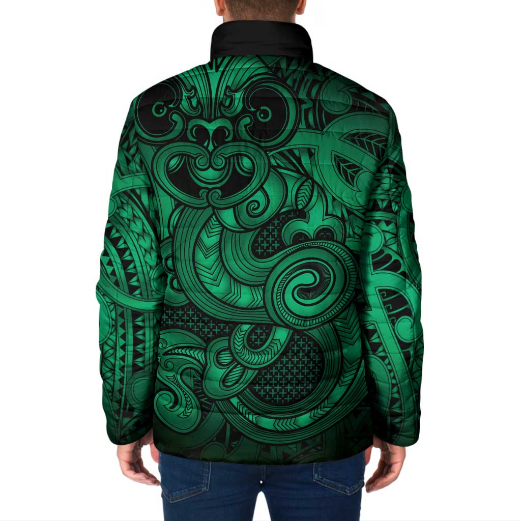 Aotearoa Maori Hei Tiki Padded Jacket Kakariki Kowhaiwhai Puhoro Motif LT9 - Polynesian Pride
