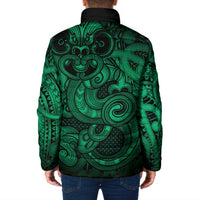 Aotearoa Maori Hei Tiki Padded Jacket Kakariki Kowhaiwhai Puhoro Motif LT9 - Polynesian Pride