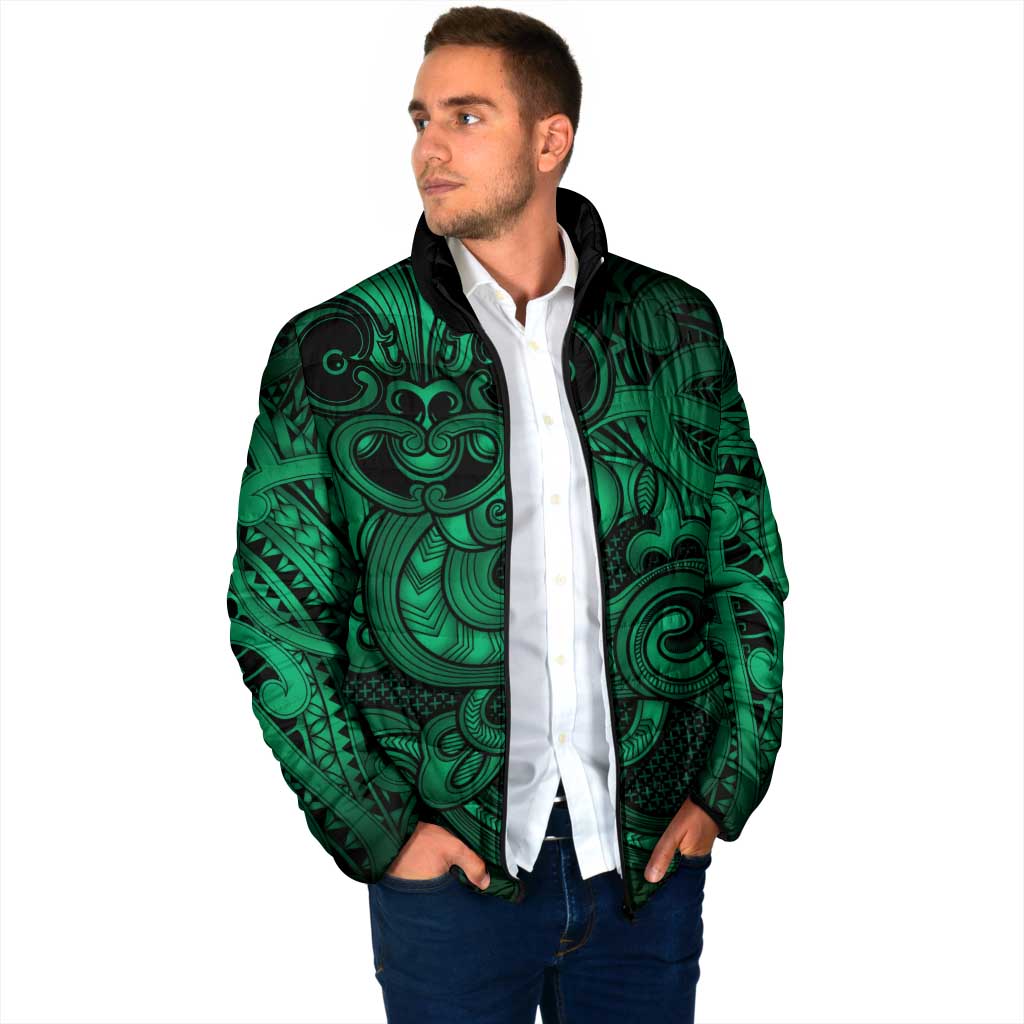 Aotearoa Maori Hei Tiki Padded Jacket Kakariki Kowhaiwhai Puhoro Motif LT9 - Polynesian Pride