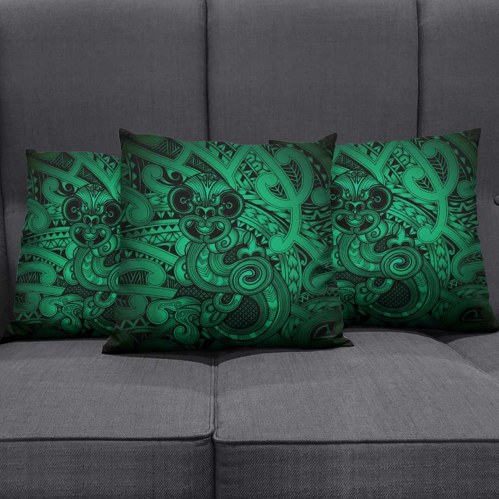 Aotearoa Maori Hei Tiki Pillow Cover Kakariki Kowhaiwhai Puhoro Motif
