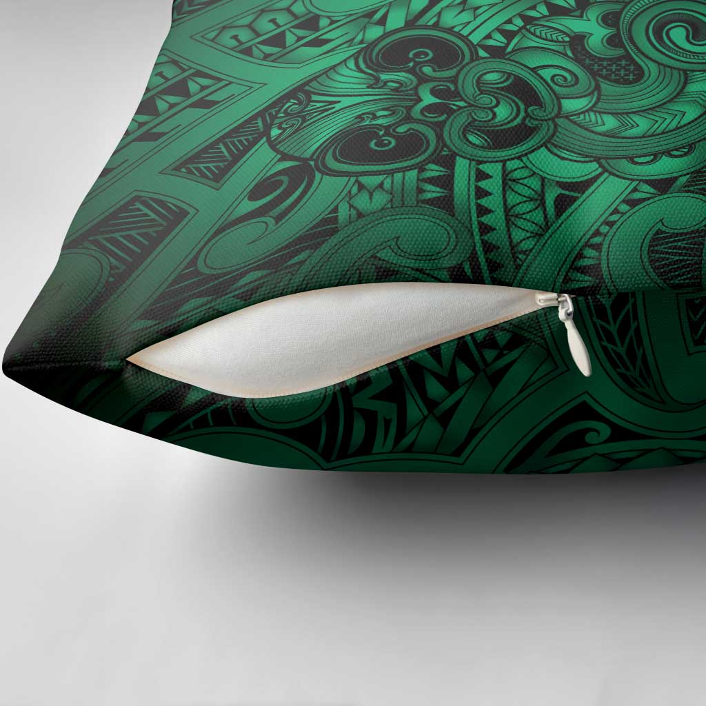 Aotearoa Maori Hei Tiki Pillow Cover Kakariki Kowhaiwhai Puhoro Motif