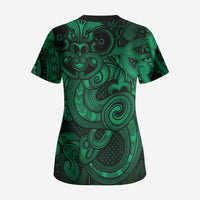 Aotearoa Maori Hei Tiki Scrub Top Kakariki Kowhaiwhai Puhoro Motif LT9 - Polynesian Pride
