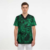 Aotearoa Maori Hei Tiki Scrub Top Kakariki Kowhaiwhai Puhoro Motif LT9 - Polynesian Pride