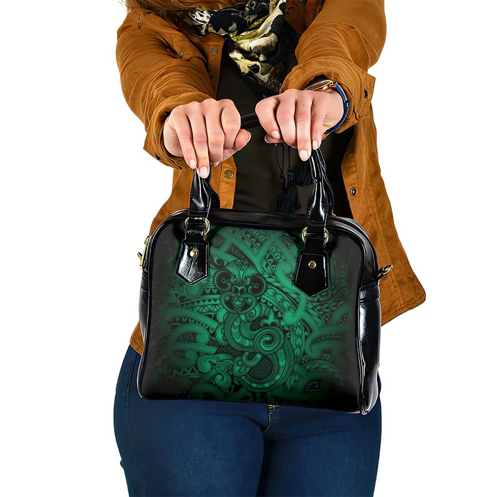 Aotearoa Maori Hei Tiki Shoulder Handbag Kakariki Kowhaiwhai Puhoro Motif LT9 One Size Green - Polynesian Pride