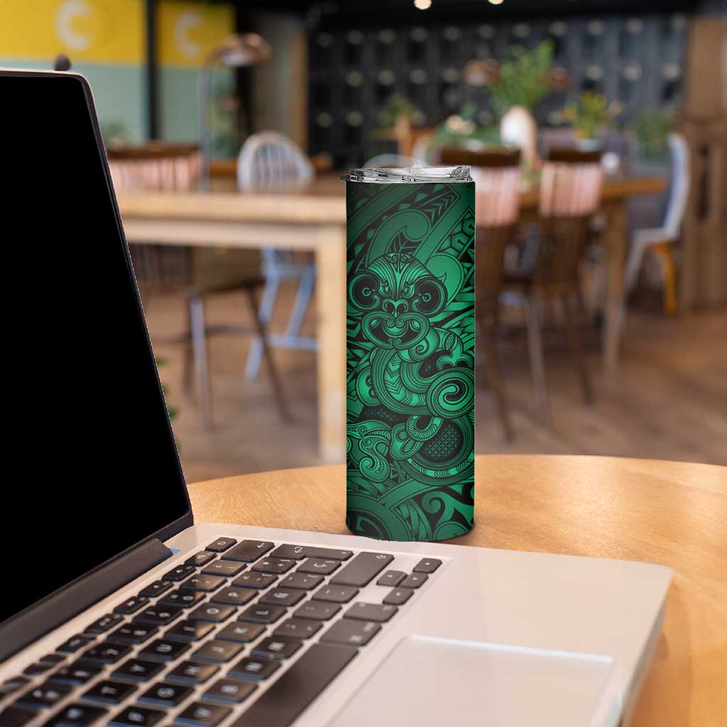 Aotearoa Maori Hei Tiki Skinny Tumbler Kakariki Kowhaiwhai Puhoro Motif