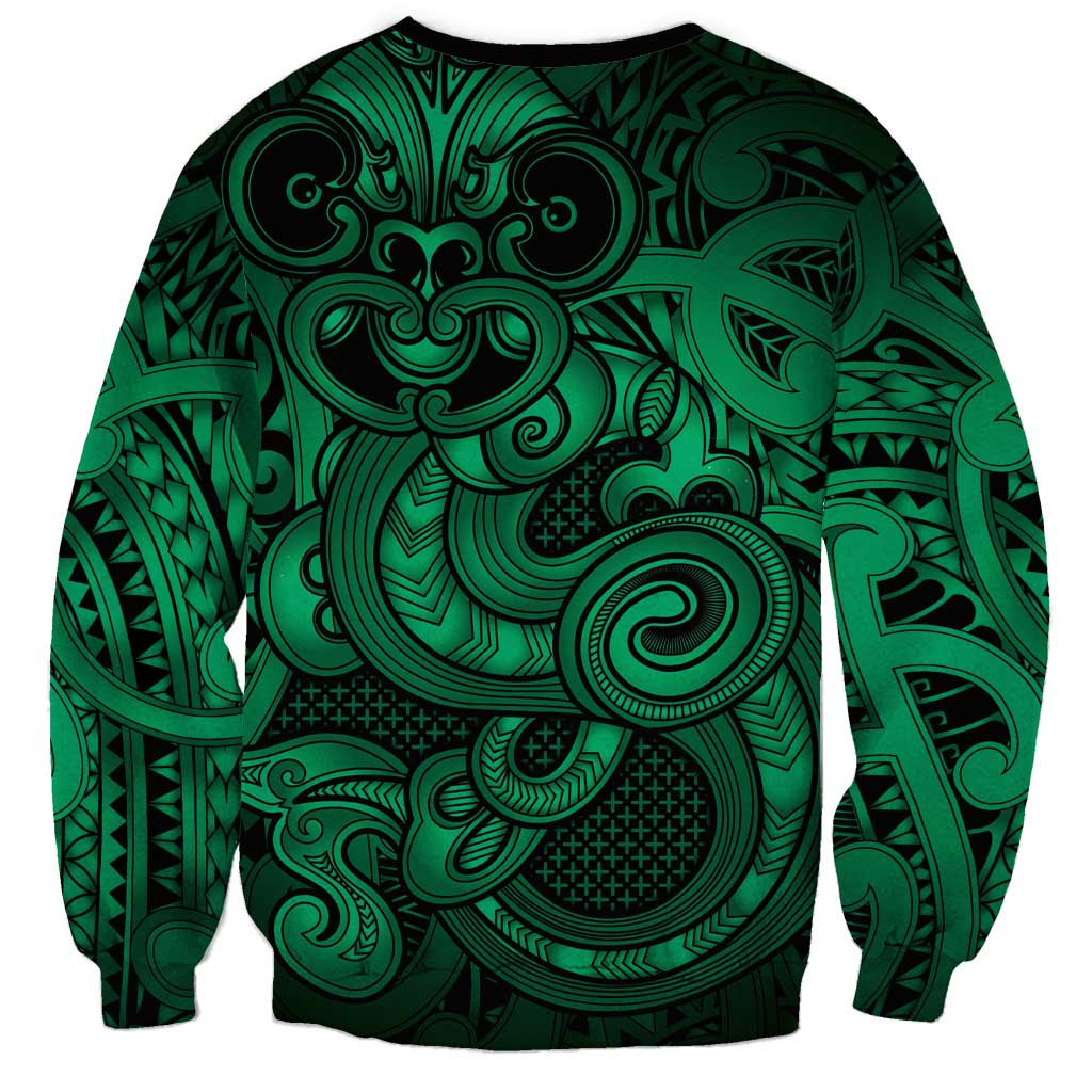 Aotearoa Maori Hei Tiki Sweatshirt Kakariki Kowhaiwhai Puhoro Motif LT9 - Polynesian Pride