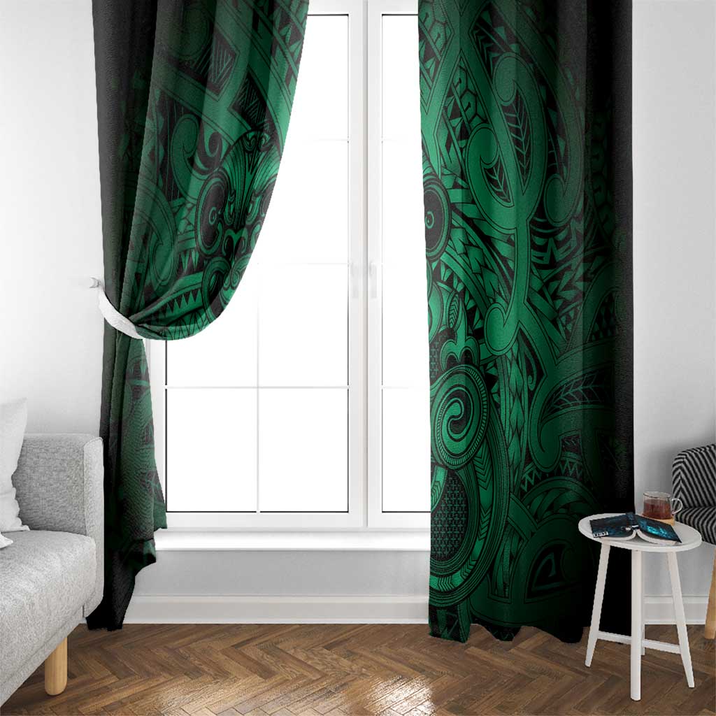 Aotearoa Maori Hei Tiki Window Curtain Kakariki Kowhaiwhai Puhoro Motif LT9 - Polynesian Pride
