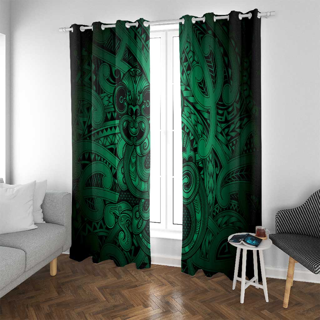 Aotearoa Maori Hei Tiki Window Curtain Kakariki Kowhaiwhai Puhoro Motif LT9 With Grommets Green - Polynesian Pride