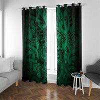 Aotearoa Maori Hei Tiki Window Curtain Kakariki Kowhaiwhai Puhoro Motif LT9 With Grommets Green - Polynesian Pride
