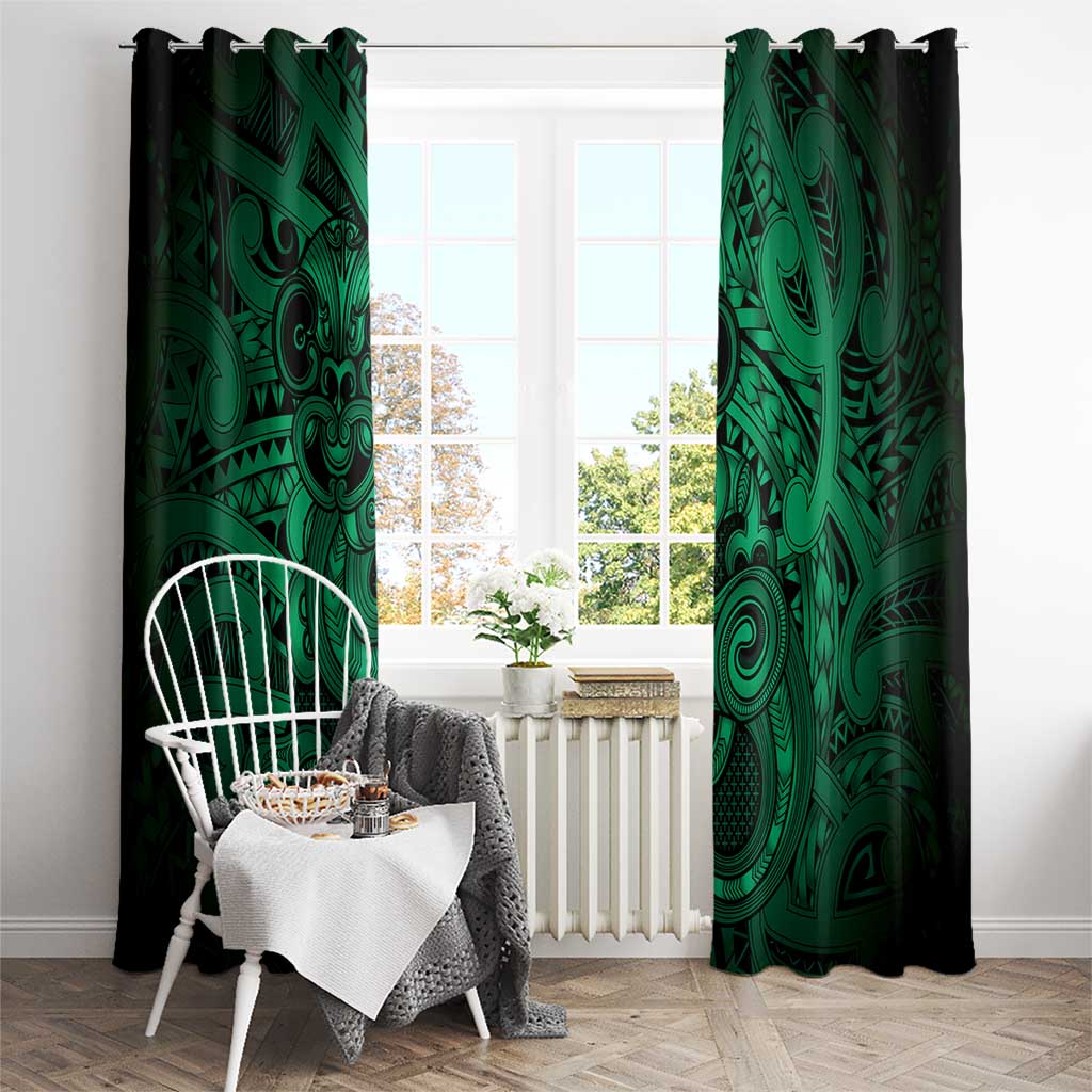 Aotearoa Maori Hei Tiki Window Curtain Kakariki Kowhaiwhai Puhoro Motif LT9 - Polynesian Pride