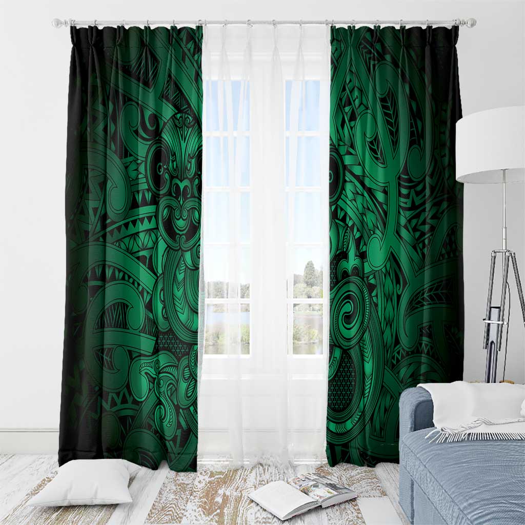 Aotearoa Maori Hei Tiki Window Curtain Kakariki Kowhaiwhai Puhoro Motif LT9 - Polynesian Pride