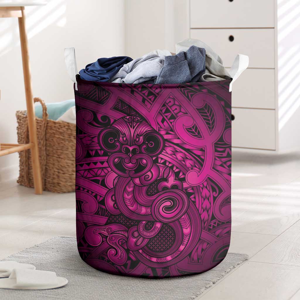 Aotearoa Maori Hei Tiki Laundry Basket Mawhero Kowhaiwhai Puhoro Motif LT9 Pink - Polynesian Pride