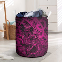 Aotearoa Maori Hei Tiki Laundry Basket Mawhero Kowhaiwhai Puhoro Motif LT9 Pink - Polynesian Pride