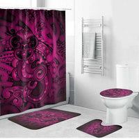 Aotearoa Maori Hei Tiki Bathroom Set Mawhero Kowhaiwhai Puhoro Motif LT9 Bathroom Set (4 pcs) Pink - Polynesian Pride