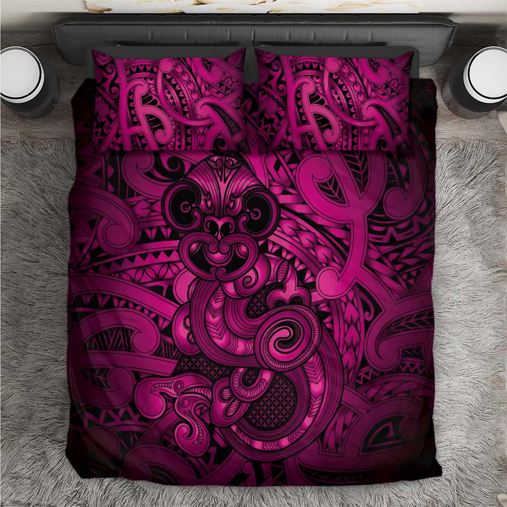Aotearoa Maori Hei Tiki Bedding Set Mawhero Kowhaiwhai Puhoro Motif LT9 Pink - Polynesian Pride