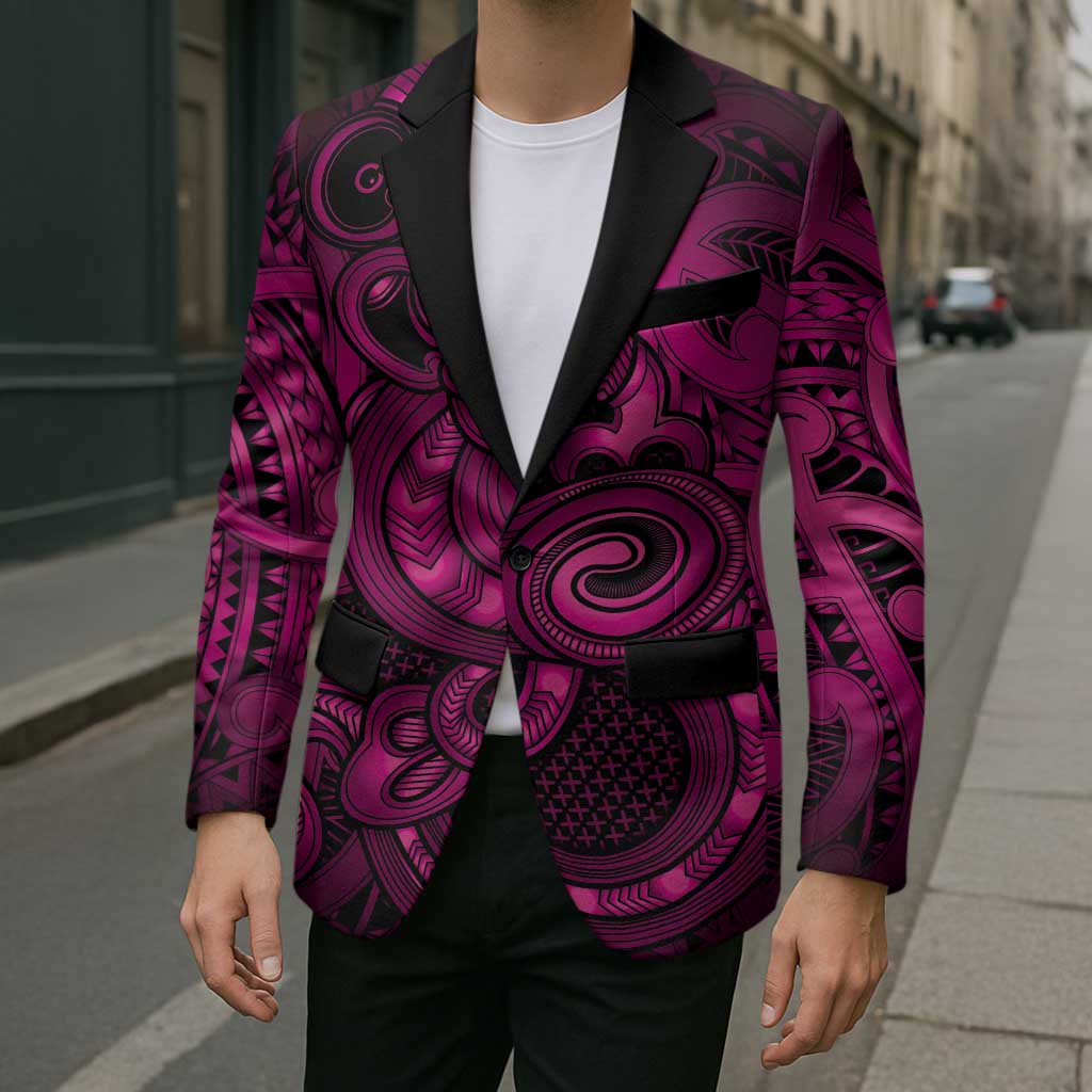Aotearoa Maori Hei Tiki Blazer Mawhero Kowhaiwhai Puhoro Motif