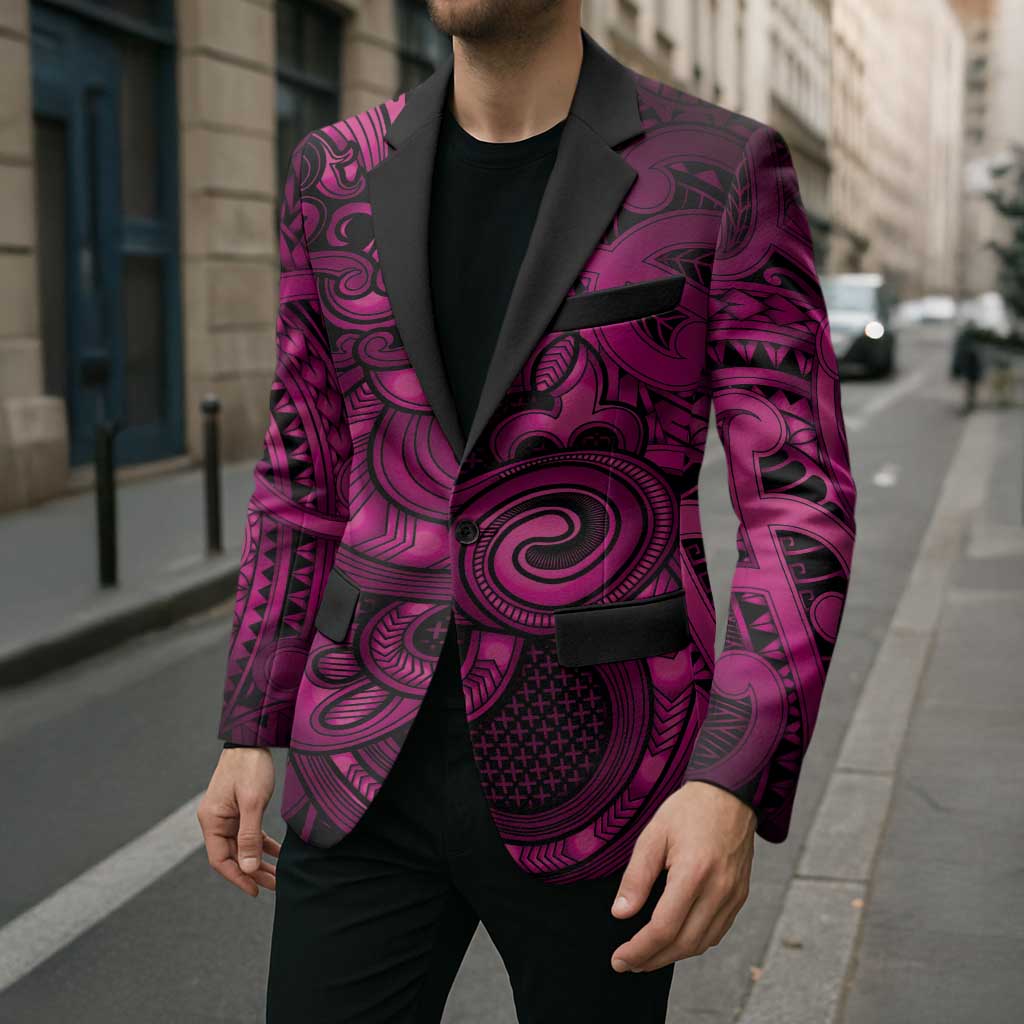 Aotearoa Maori Hei Tiki Blazer Mawhero Kowhaiwhai Puhoro Motif