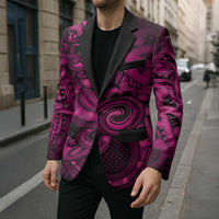 Aotearoa Maori Hei Tiki Blazer Mawhero Kowhaiwhai Puhoro Motif