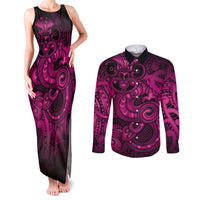 Aotearoa Maori Hei Tiki Couples Matching Tank Maxi Dress and Long Sleeve Button Shirt Mawhero Kowhaiwhai Puhoro Motif
