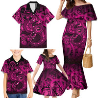 Aotearoa Maori Hei Tiki Family Matching Mermaid Dress and Hawaiian Shirt Mawhero Kowhaiwhai Puhoro Motif