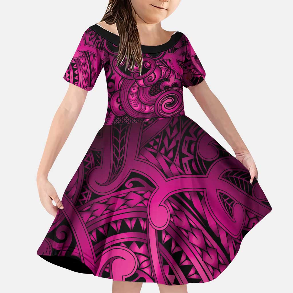 Aotearoa Maori Hei Tiki Family Matching Off Shoulder Short Dress and Hawaiian Shirt Mawhero Kowhaiwhai Puhoro Motif