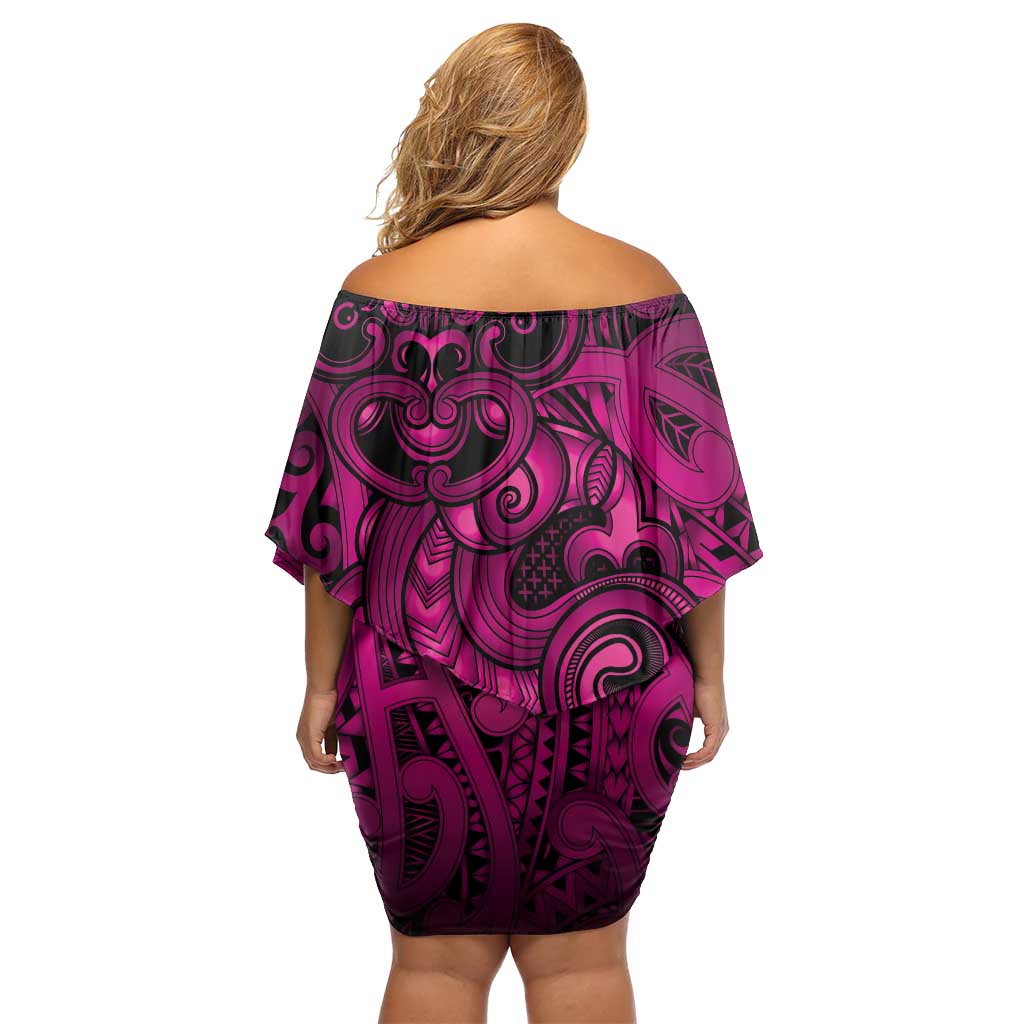 Aotearoa Maori Hei Tiki Family Matching Off Shoulder Short Dress and Hawaiian Shirt Mawhero Kowhaiwhai Puhoro Motif