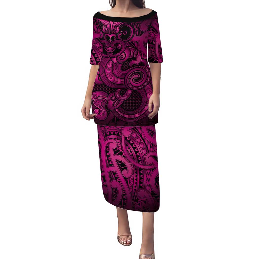 Aotearoa Maori Hei Tiki Family Matching Puletasi and Hawaiian Shirt Mawhero Kowhaiwhai Puhoro Motif