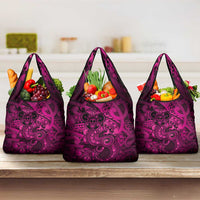 Aotearoa Maori Hei Tiki Grocery Bag Mawhero Kowhaiwhai Puhoro Motif LT9 3-pack One Size Pink - Polynesian Pride