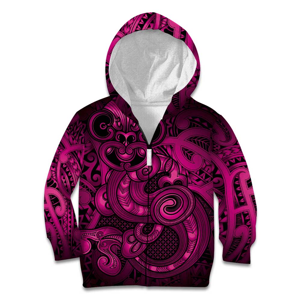 Aotearoa Maori Hei Tiki Kid Hoodie Mawhero Kowhaiwhai Puhoro Motif