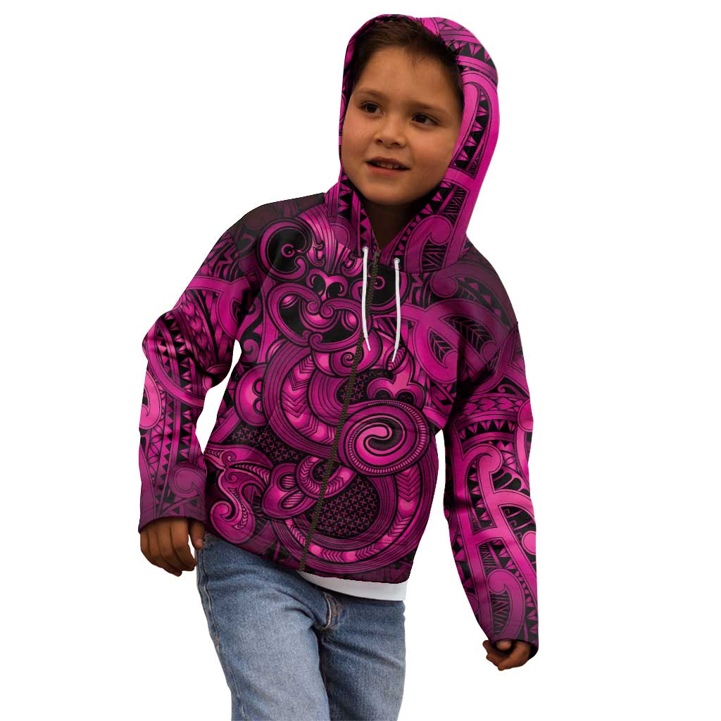Aotearoa Maori Hei Tiki Kid Hoodie Mawhero Kowhaiwhai Puhoro Motif