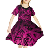 Aotearoa Maori Hei Tiki Kid Short Sleeve Dress Mawhero Kowhaiwhai Puhoro Motif