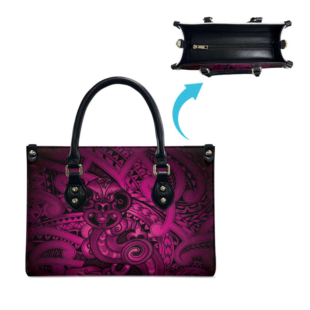Aotearoa Maori Hei Tiki Leather Bag Mawhero Kowhaiwhai Puhoro Motif