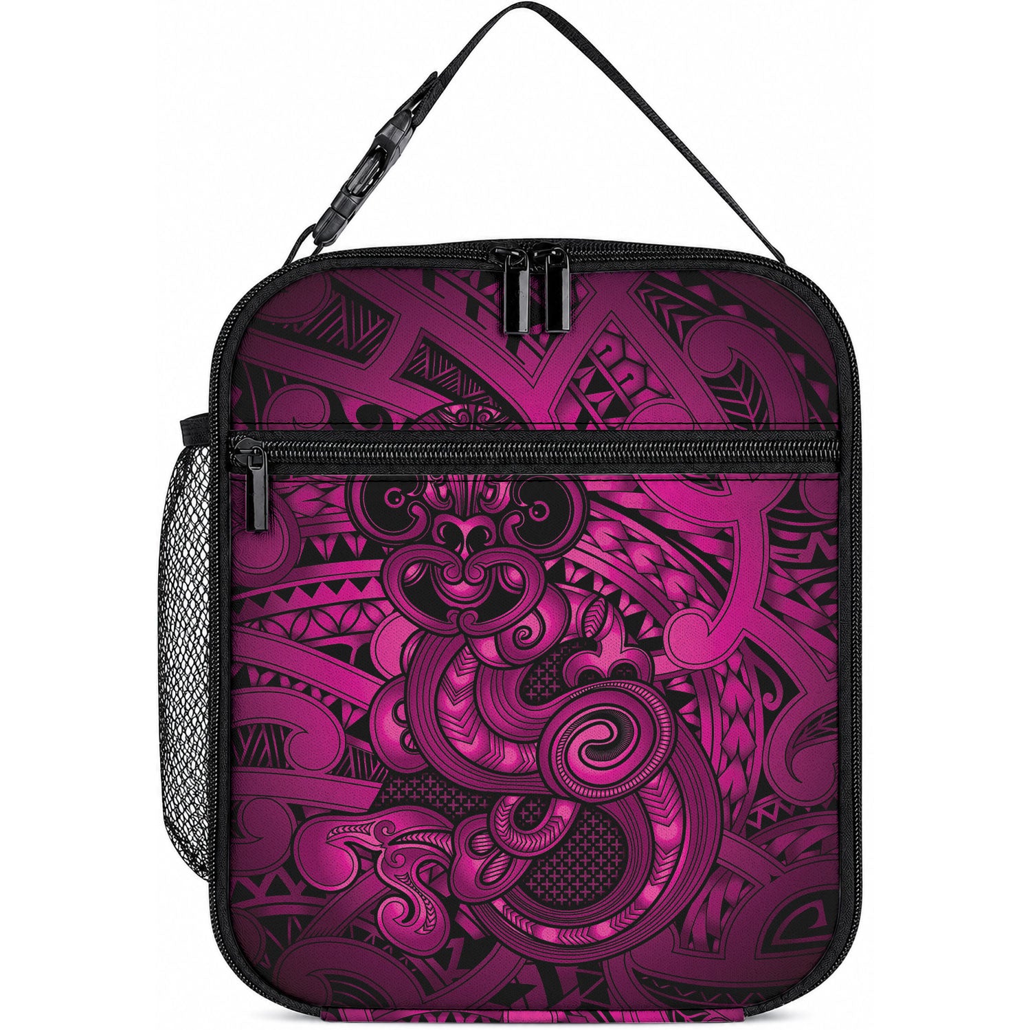 Aotearoa Maori Hei Tiki Lunch Bag Mawhero Kowhaiwhai Puhoro Motif LT9 10.2 × 8.3 × 4.3 inch Pink - Polynesian Pride