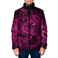 Aotearoa Maori Hei Tiki Padded Jacket Mawhero Kowhaiwhai Puhoro Motif LT9 Men Pink - Polynesian Pride