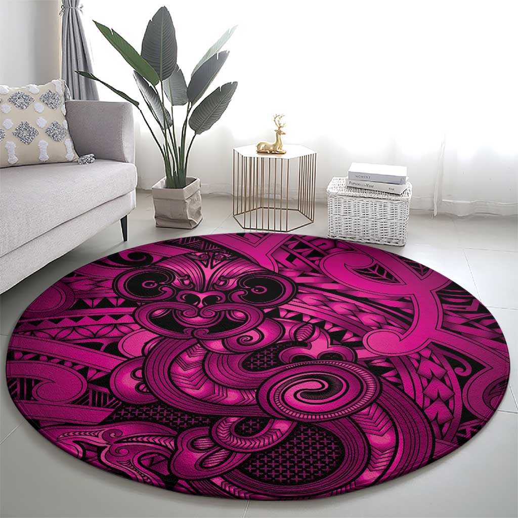 Aotearoa Maori Hei Tiki Round Carpet Mawhero Kowhaiwhai Puhoro Motif