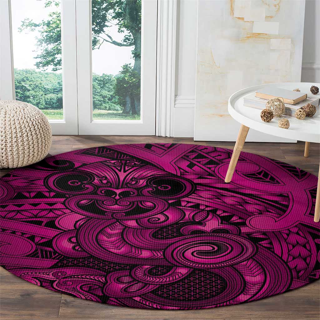 Aotearoa Maori Hei Tiki Round Carpet Mawhero Kowhaiwhai Puhoro Motif