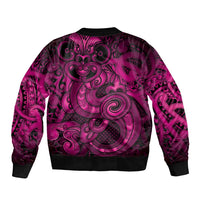 Aotearoa Maori Hei Tiki Sleeve Zip Bomber Jacket Mawhero Kowhaiwhai Puhoro Motif LT9 - Polynesian Pride