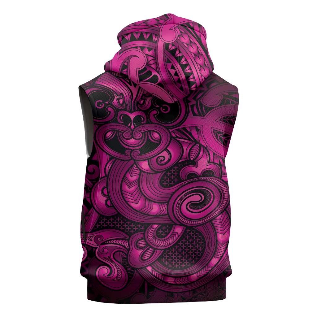 Aotearoa Maori Hei Tiki Sleeveless Hoodie Mawhero Kowhaiwhai Puhoro Motif